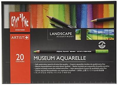 Caran d'Ache Museum Aquarelle Landscape Lot de 24 crayons aquarelle de qualité extra fine - Couleurs assorties
