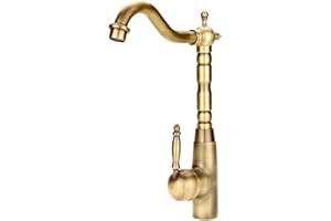 GAROSA Grifo Mezclador de Tubería de Agua Fría Caliente Antiguo Retro Latón Sólido Grifo del Fregadero Con Un Solo Orificio Una Manija Lavabo Cabeza Para Baño de Cocina
