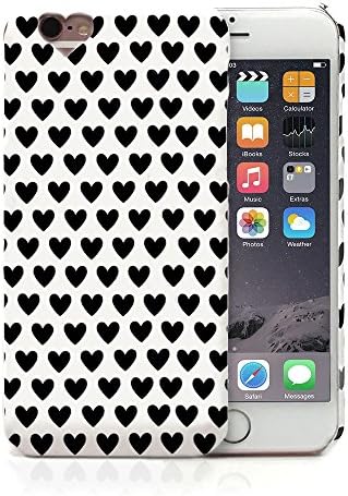 Ordel ARU Patterned Heart Hard Cover Case Shell For Apple iPhone 6 6S BLACK WHITE HEARTS