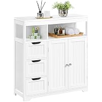 Yaheetech Armoire Salle De Bain Haute 60x30x165.5cm - Colonne Rangement 4 Tiroirs Et 2 Portes Verre Trempé Blanc