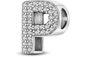 Pandach Damen Charm Anhänger Buchstabe A-Z für Armband 925 Sterling Silber Charms Beads passend für Armband und Halskette, Kompatibel mit Europäischen Armbändern für Frauen Mädchen