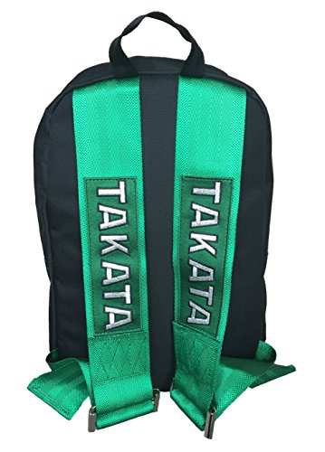 Schwarze Bride Takata Rucksack JDM mit Green racing Kabelbaum als Riemen und ein sch  nes Gr  n gepolsterten Tasche Fach f  r Ihre 15-Zoll-Laptop plus