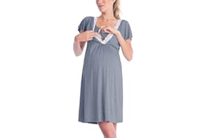 DOTBUY Mujer Camisón, Premamá Lactancia Vestido de Lactancia Maternidad de Noche Camisón Mujeres Embarazadas Ropa de Dormir Pijama Verano Encaje