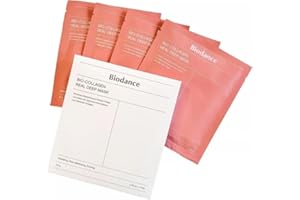 Biodance Bio Collagen Profond Masque Visage, Skincare Coréen Hydratant et Raffermissant à l'Acide Hyaluronique, à la Niacinamide et Aux Galactomycètes, 4 Feuilles, 34 g.