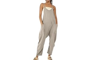 NUSGEAR 2023 Mono Peto Suelto Mujer Jumpsuit de Eslinga Verano Moda Petos de Pantalones Largo Casual Bolsillo Clásico Color Sólido Monos Pierna Ancha Playa Cómodo Pantalón Rompers