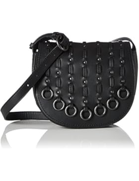 Liebeskind Berlin Damen Denverw7 Saddle Umhängetasche, Schwarz (Oil Black), 18 x 10 x 21 cm