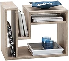 FMD 648-001_ei Fritz Table d'Appoint avec Multi Casiers de Rangement Bois Ch&ecirc;ne 60 x 40 x 48 cm