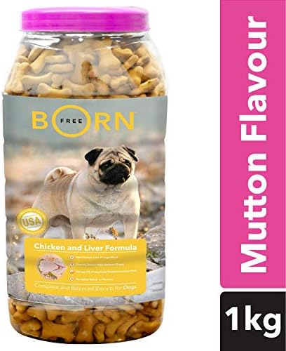 Bornfree Mutton Flavour, Real Chicken Biscuit, Dog Treats - 1 kg Jar
