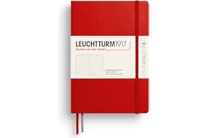 LEUCHTTURM1917 373977 Notebook Medium (A5), Hardcover, 251 Numbered Pages, Cherry, Dotted