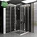 Produktbild Komplett Dusche Eckeinstieg Lux Duschabtrennung mit Antikalk Echtglas Wannenmaß 100x100x195