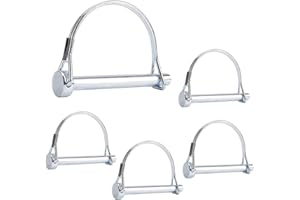 LbsAMP 5 Piezas Pasador Plegable con Cierre Grillete Redondo de Acero al Carbono Galvanizado un Pasador de Seguridad Robusto de Acoplamiento para la Granja Jardín de Césped 5.8 X 77.8mm