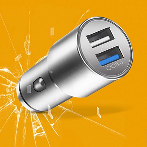 DINTO Caricabatterie per Auto Quick Charge 3.0 Caricatore per Auto con 2 Porte USB 36W per iPhone ,Samsung , Huawei , LG Nexux, Sony ,Tablet, Smartphone e gli altri dispositivi USB