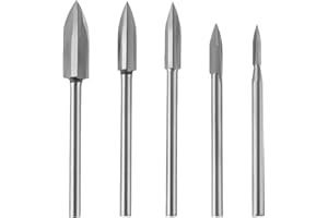 EPLZON Herramienta de talla de acero de alta velocidad 1/8" universal de mango para herramientas de talla, perforación, fresado y carpintería en miniatura (5 piezas)