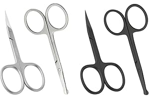 Tadipri Lot de 4 petits ciseaux à sourcils et poils de nez, barbe, moustache, cils, ongles, ciseaux de toilettage pour homme et femme(Argent, Noir)