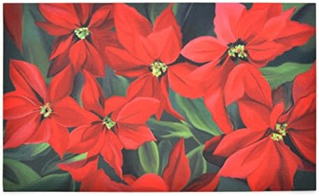 Stephan Roberts Poinsettia Rubber Doormat, 18''x30''