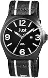 Just Watches Herren-Armbanduhr XL Analog Quarz Textil 48-S3926BK-WH