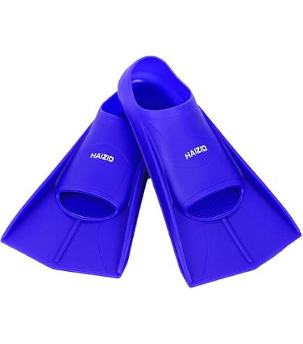 Palmes De Natation Courtes En Silicone Pour Enfants - Taille XXS, Bleu Arc-en-Ciel, Pour Piscine Et Plage - 3