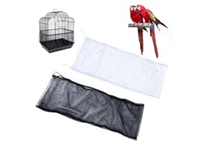 CAASFOOY 2 Pcs Gonna Gabbia per Uccelli, Copertura per Gabbia per Uccelli, Rete Gabbia Uccelli, Estensibili Copri Rete Gabbia Pappagallini Per Gabbie Circonferenza di 140-220 cm (Nero,Bianco)