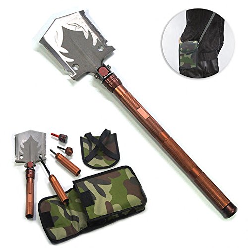 Preisvergleich Produktbild Multi Schaufel Multifunktions Faltbare Garten Werkzeug Outdoor Notfall Edelstahl Sharp Spaten Aluminium Griff Überlebens Armee Camping Gabelstapler mit Tragetasche, Axt, Säge, Hacke, Messer, Pfeife, N