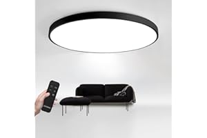‎JDONG JDONG LED Ceiling Light Dimmable Flat Round Black 54 W Ceiling Light with Remote Control 3000 K - 6500 K Warm White Cool White Daylight Lamp for Bedroom Children's Room Office Living Room Diameter 50