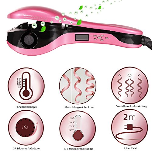 ACEVIVI Negative Ionen Anion Lockenstab Curler Lockendreher Curl mit EU Stecker LCD Pink,pro-A - 4