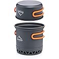 widesea Camping Cookware Outdoor Pot Pan Cooking Equipment Heat Exchange Design for Hiking Backpacking (Silver gray) (Silver gray)