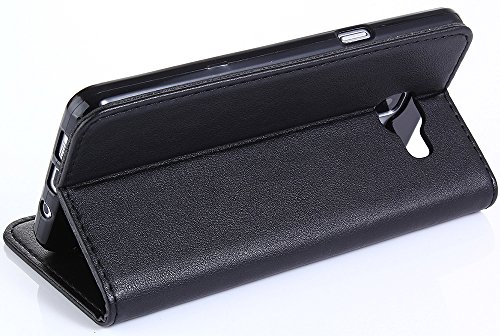 Nnopbeclik Hülle Leder Für Samsung Galaxy A3 2017 Flip Etui Echt, PU Leather [Schaffell Muster] Case Handytasche Fashionable Beiläufig Style Schale Brieftasche Muster Wallet handyhülle im Bookstyle mit Standfunktion Karteneinschub und Magnetverschluß [Selbstabsorption] Bumper Pour Samsung Galaxy A3 2017 [Schwarz] - 7