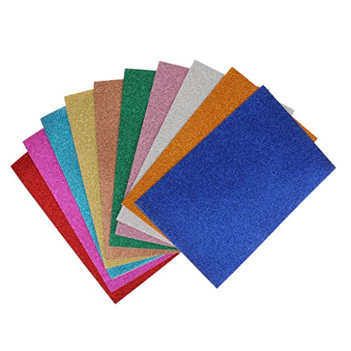 MagiDeal 10 Blatt Schaum Schwamm Blatt-glitter, 20 x 30 cm, selbstklebend, glitzernd, mit Pailletten