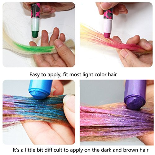 Haarkreide, Metallische Glitter Temporäre Haarkreide, CIDBEST® 6 Farben Tragbare Hair Chalk Set, Halloween Sexy Haarkreide, Metallic Glitter Temporary Hair Color,Edge Blendable Chalkers, Haarfarbe dauert bis zu 2-3 Tage, Arbeiten auf allen Arten der Haarfarbe für Kinder und Teenager Karneval, Halloween, Partys etc. - 5