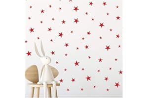 StickerDeen | Red Star Stickers Nursery Decals Decoration Removable Peel & Stick Wall Art Vinyl Decal Stickers | (Gift Pack of 166)