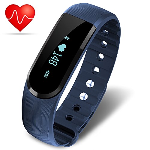 Minhe Fitness Armbänder mit Pulsmesser, Wasserdicht IP67 Fitness Armband Tracker Herzfrequenz - Monitor Aktivitätstracker Schrittzähler Schlafmonitor Kalorienzähler SMS Anrufe Reminder fur iPhone & Android Smartphones