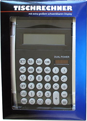 Preisvergleich Produktbild Taschenrechner / Tischrechner / Schulrechner / Rechner schwarz: Solar & Batterie, 12-stellig