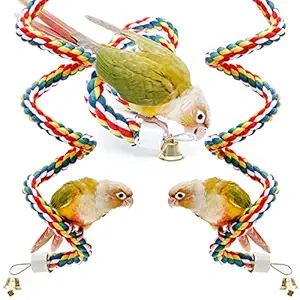 Youngever 2 Pack Birds Toys, Bird Ropes, Bungee Bird Toys, Bird Perches