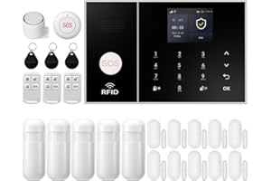 XNY Alarme Maison sans Fil 4G, 24 Pièces WiFi Systèmes Sécurité pour la Maison avec 120DB Sirène, Détecteur de Mouvement, Capteurs de Fenêtre et de Porte, Compatible avec Alexa et Google Assistant