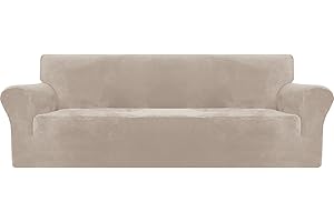‎MAXIJIN MAXIJIN Dicker Samt Extra große Sofabezüge 4-Sitzer Super Stretch Rutschfester übergroßer Sofabezug für Hunde Cat Pet 1-teiliger XL-Sofabezug elastischer Möbelschutz (4 Sitzer, Khaki)