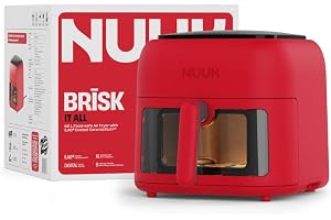 NUUK BRĪSK 6.5L 100% Toxin-Free Ceramic Air Fryer|ILAG® CeramicTech™|No Micro plastics, No PTFE, PFAS, PFOA|12 Cooking Presets|Digital Display|Shake Reminder|360° Even Cooking
