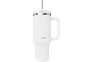 Contigo Streeterville Butelka na wodę ze stali nierdzewnej, izolowana próżniowo, ze słomką i pokrywką, zimno przez 29 godzin, kubek podróżny, termos termiczny, nie zawiera BPA