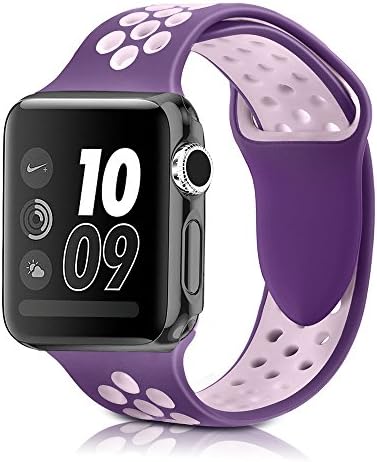 Apple Watch Strap 38mm/42mm,Soft Silicone Band Replacement Wrist Strap For Apple Watch Sport Series 3 Series 2 Series 1 (38mm Violet Dust/Plum Fog)