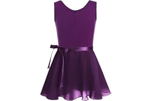 iiniim Vestido de Danza Maillot Ballet Niña Baile Tutú Princesa Leotardo Algodón Gimnasia Clásico sin Mangas con Falda Gasa Elegante Dancewear para Actuación Chica Muchacha