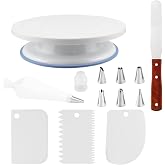 Vexran Rotating Cake Tray, Cake Stand | With 7 nozzles, spatula, pastry bag and cake scraper, baking turntable and cake decor