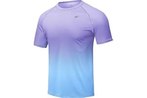 Huayuzh Men's Watersport Rash Guards Swimming Shirts UV Swim Top UPF 50+ Quick Dry Short Sleeve Surfing Running Sports Top
