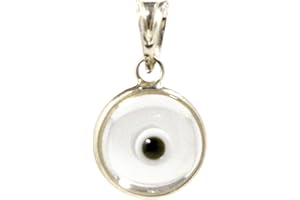 MIZZE MADE FOR LUCK 10 MM Glass Turkish Evil Eye 925 Sterling Silver Charm Pendant for Protection in 925 Sterling Silver - 14 Colours Available