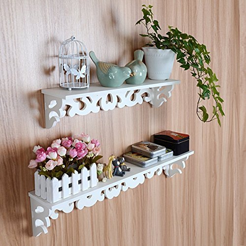 Yosoo Estanter  as de madera blanca elegante lamentable de filigrana del estilo El dise  o cortado estante de la pared  Pastoral tallado hueco de la pared decorativos Montada de unidades flotantes de estantes de la pared de visualizaci  n  S M 