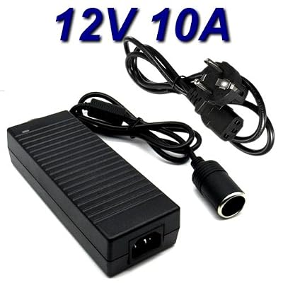 TOP CHARGEUR Convertisseur Transformateur Adaptateur Secteur Alimentation Chargeur AC 220V vers DC 12V 10A 120W Allume Cigare pour Glacière Cooler Mini Compresseur d'air Aspirateur à main Mini Frigo de Voiture Lecteur DVD Portable Purificateur d'air