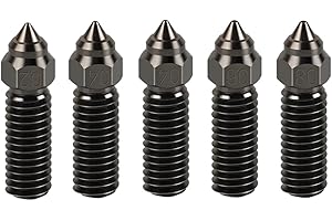 HzdaDeve dysze hartowane 0,4 mm, 0,2 mm, 0,6 mm, 0,8 mm, dysze ze stali nierdzewnej, o wysokim przepływie, odporne na zużycie, do Creality K1/K1 Max/Ender 3 V3 KE (5 sztuk)