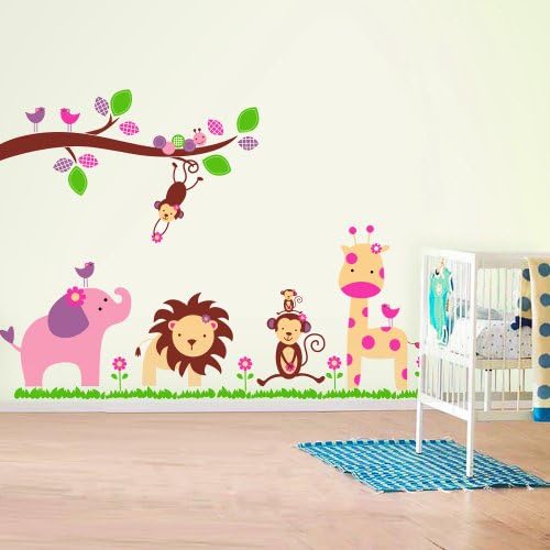 WALPLUSWall Stickers Fuloon Elephant Mural Vinyl Home Decoration DIY Décor Wallpaper Nursery Children Kids Room Gift, Multi-colour