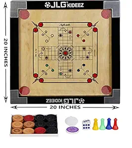 JLG 20 inches Carrom + Ludo Board with Coins, Striker and Ludo Goti