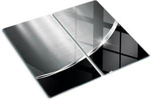 Tulup Tagliere Vetro Temperato - 2x30x52cm - Copri Piano Cottura - Imitazione Acciaio