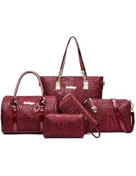 Damen Handtaschen Taschenset Damen Leder Handtaschen Umhängetasche Schultertasche Schulter 5-teilig