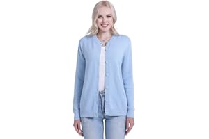 SMILING PINKER Cardigan da Donna Basic Girocollo Cappotto Lavorato a Maglia con Bottone